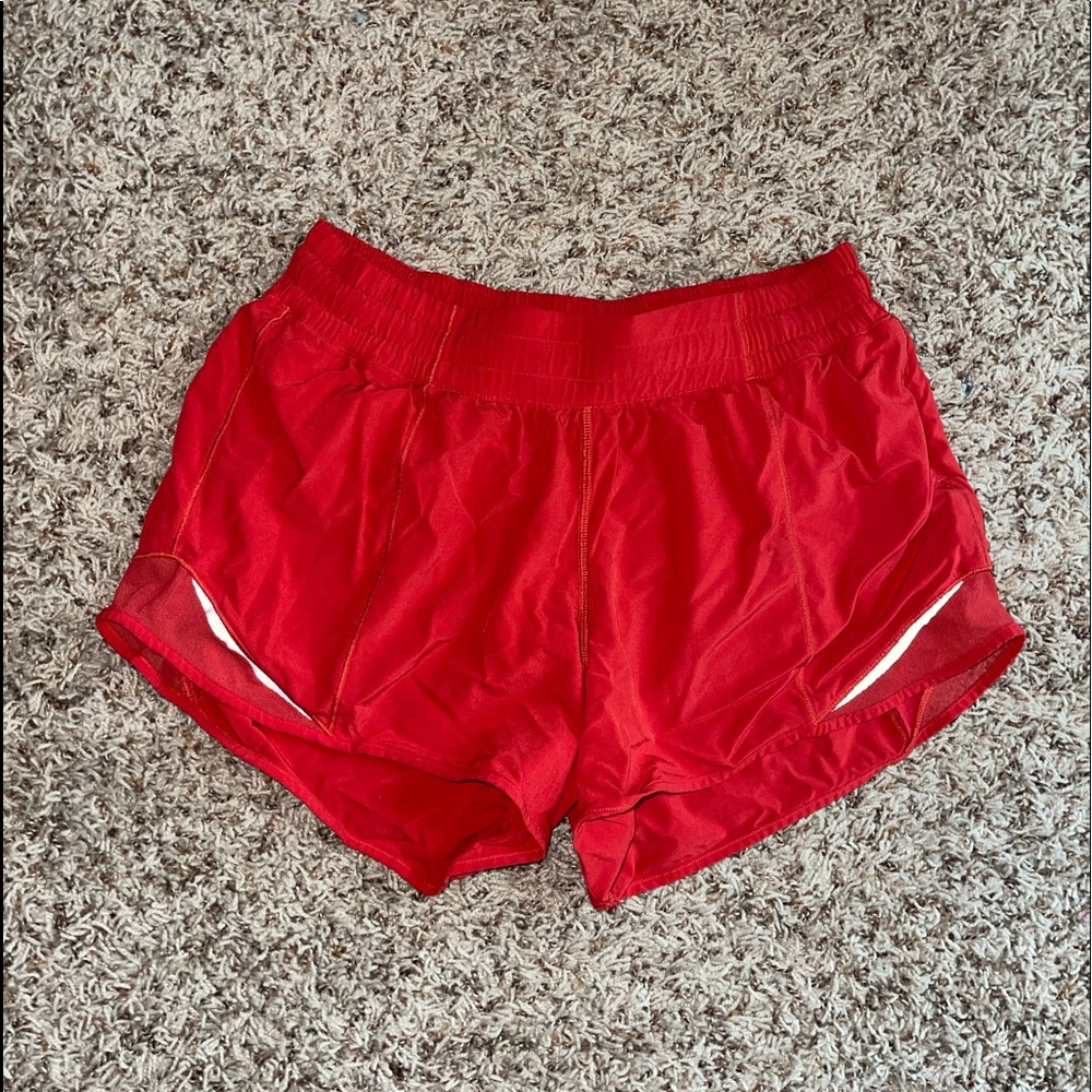 Lululemon Red Hotty Hot 4inch Shorts